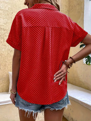 Nina Hawthorne | Polka Dot Button Blouse For Women
