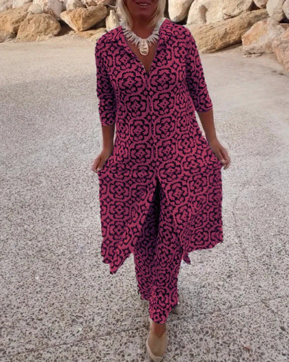 Rosalba Morholt | Printed Tunic & Wide-Leg Trousers Set For Women