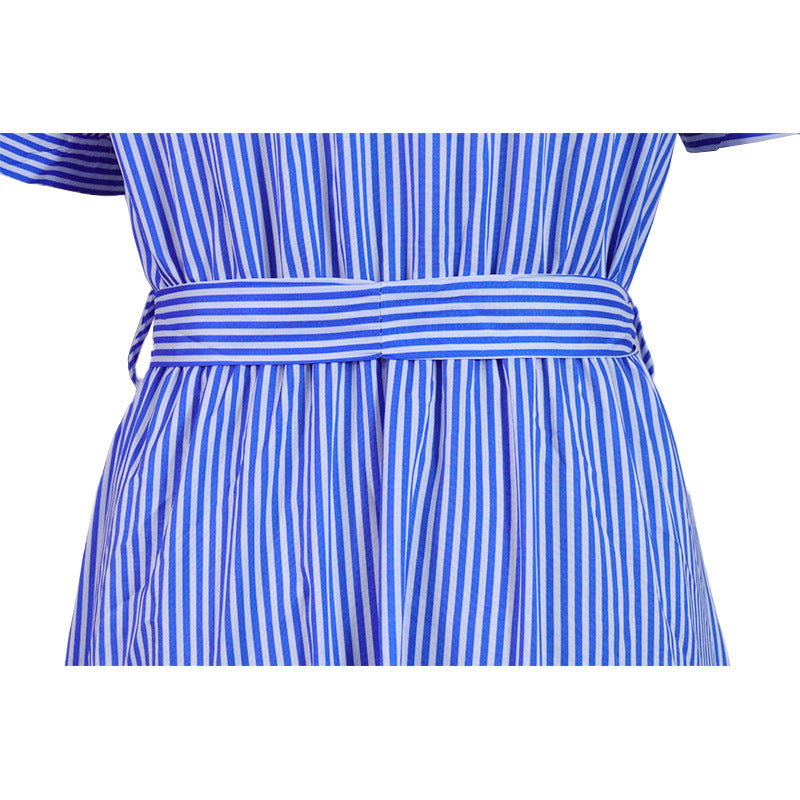 Irma Oakbridge | Striped Tiered Maxi Shirt Dress For Women