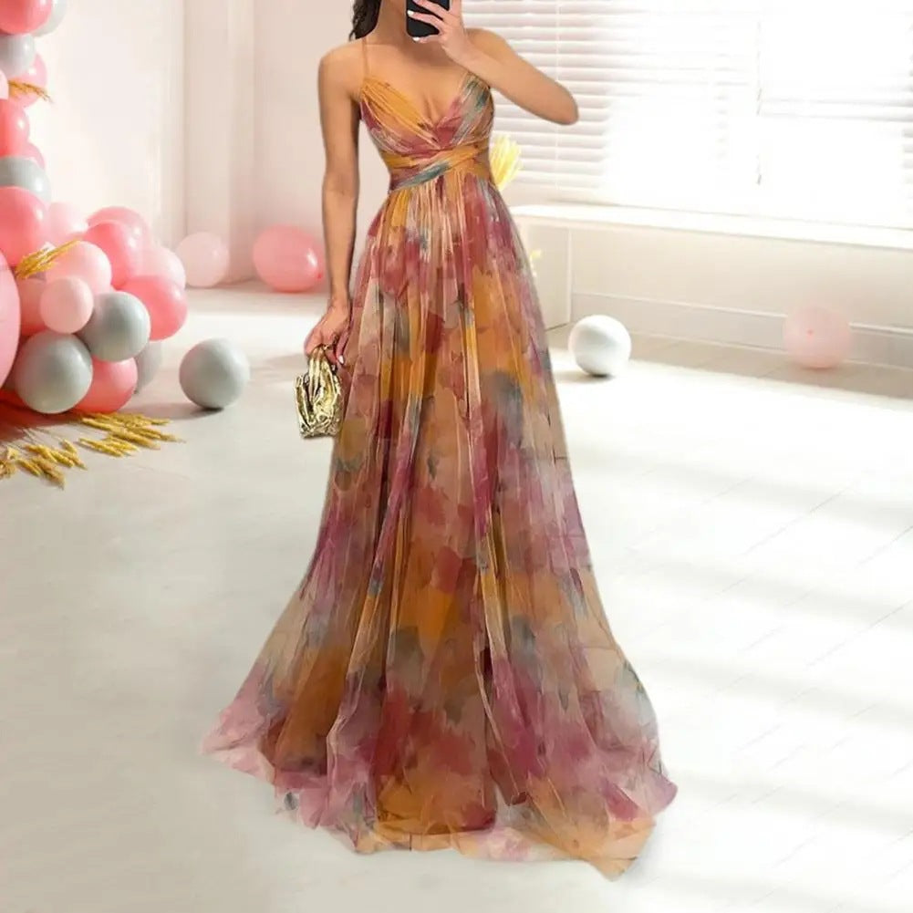 Benedetta Linshaw | Watercolour Floral Mesh Maxi Dress For Women