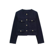Sienna Lawson | Cropped Gold Button Jacket For Women
