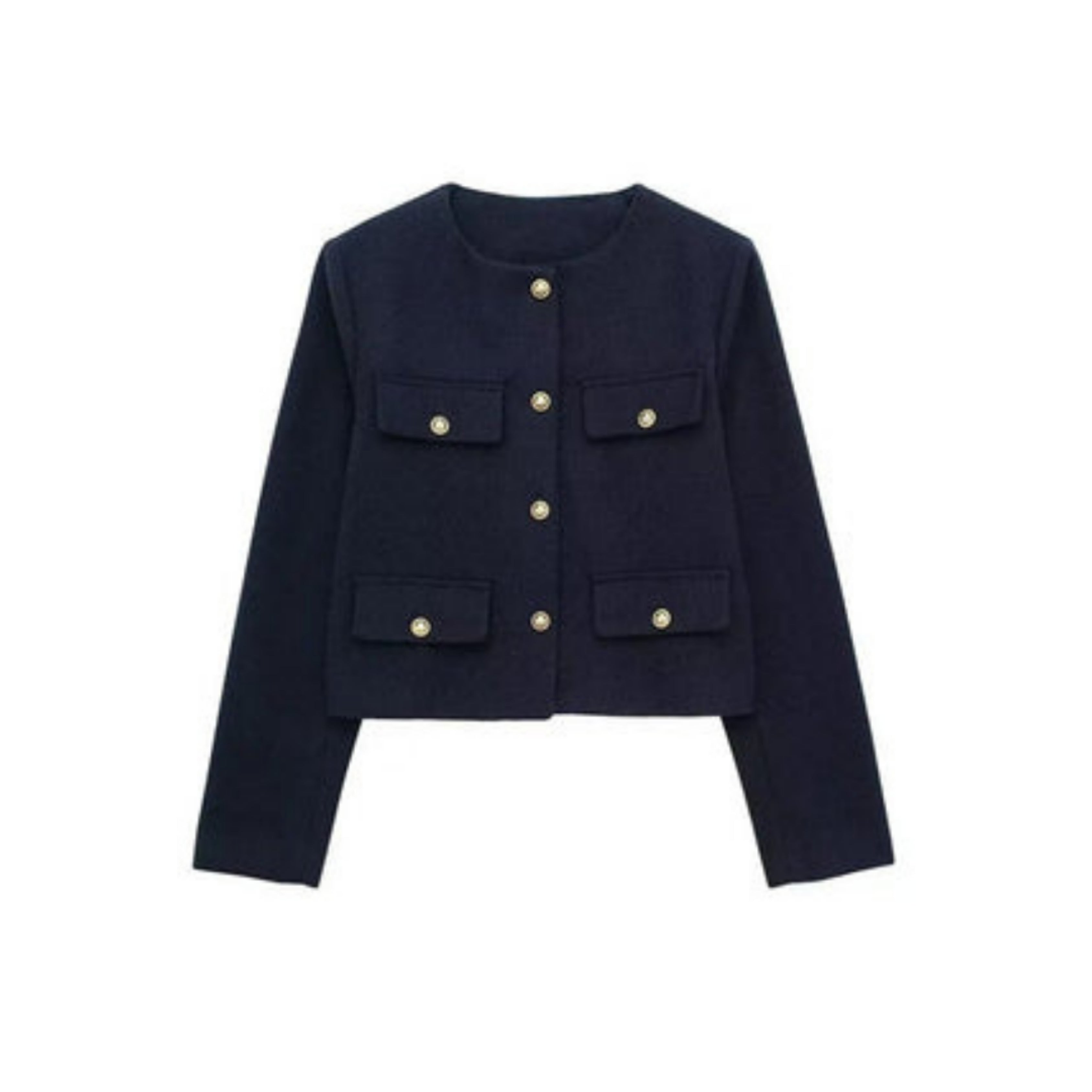 Sienna Lawson | Cropped Gold Button Jacket For Women