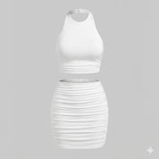 Valentina Ricci | Halter Crop Top & Ruched Mini Skirt Set For Women