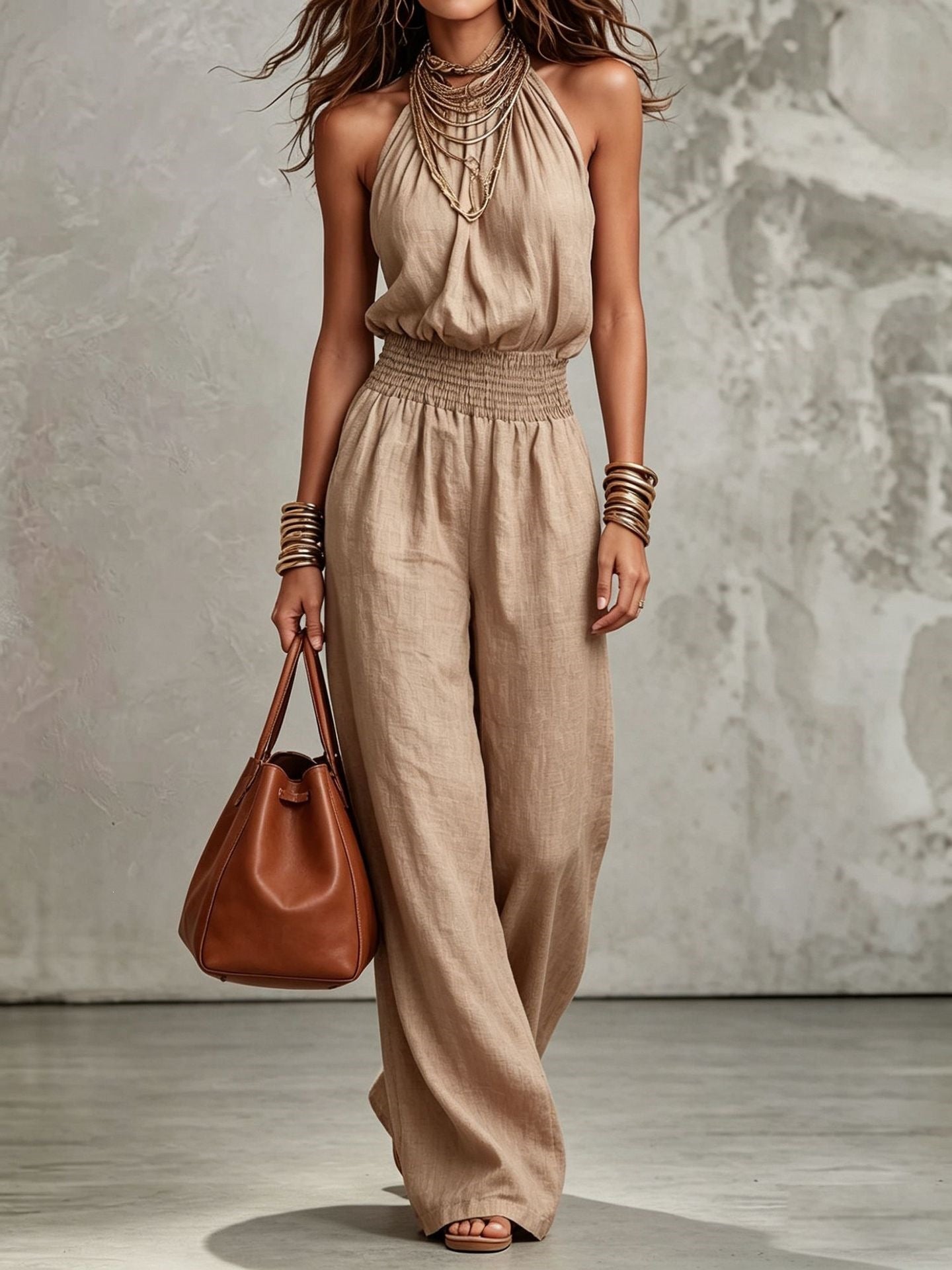 Sienna Murphy | Halter Wide-Leg Jumpsuit For Women