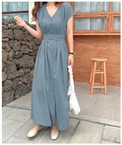 Gwen Windbridge | Khaki Pleated Tie Waist Midi Dress For Women