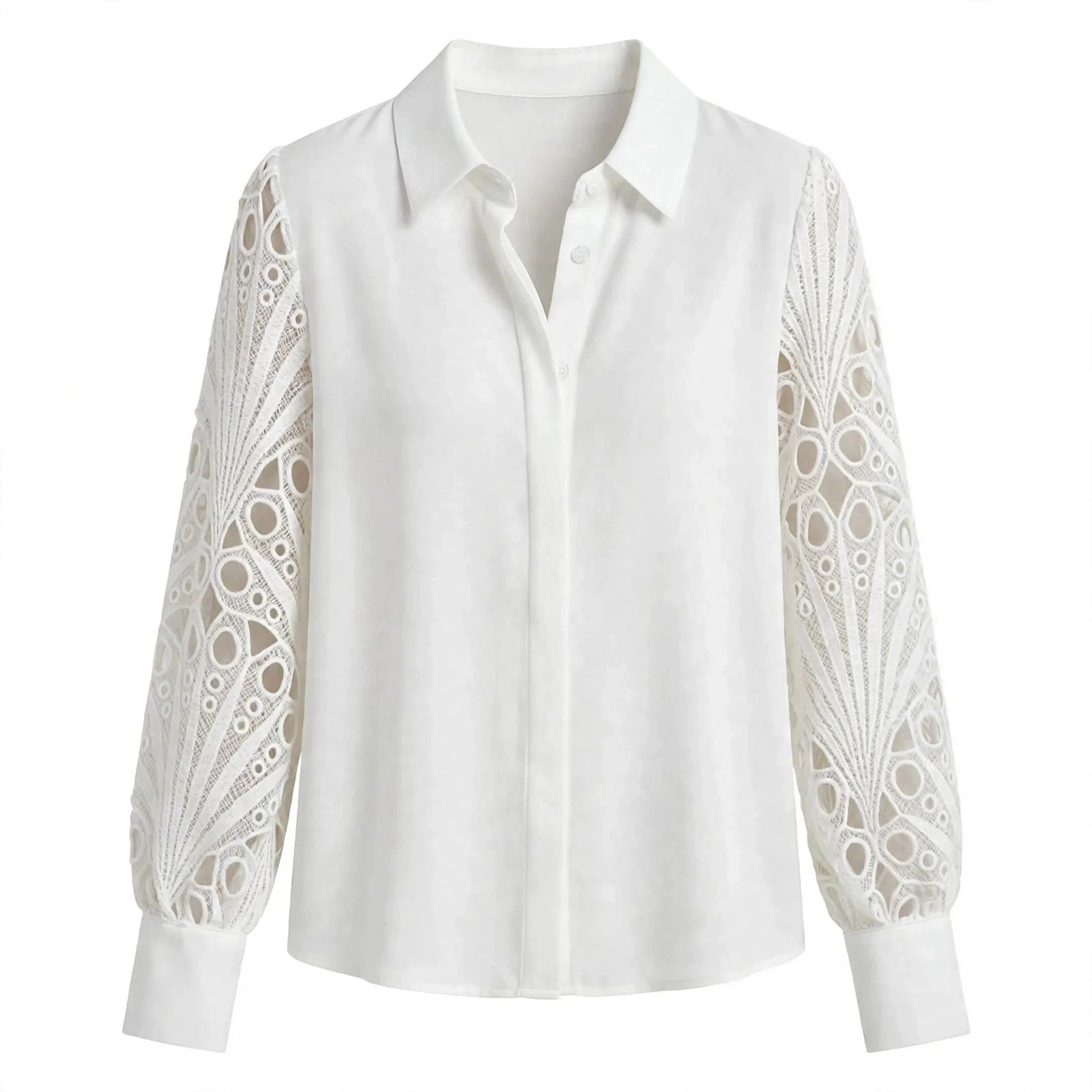 Beatrice Langton | Sculptural Lace-Sleeve Blouse For Women