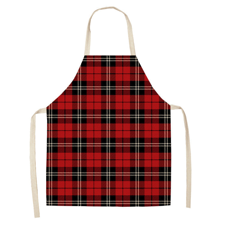 Yule Tide | Red Tartan Reindeer Print Christmas Apron Unisex