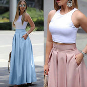 Camille Rossi | Elegant Pleated Maxi Skirt For Women