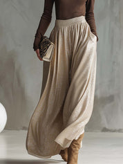 Imogen Pratt | Ribbed Knit Top & Shimmer Skirt Set For Women