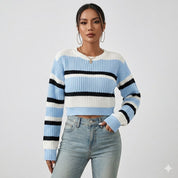 Luca Moretti | Striped Knit Cropped Sweater For Women