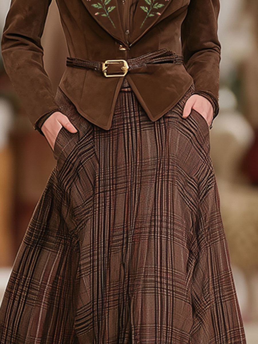 Rosalind Fairweather | Plaid Maxi Skirt With Pockets For Women