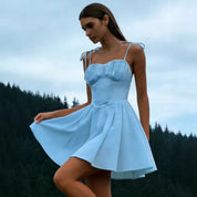 Millicent Goldwick | Sky Blue Tie Strap Summer Dress For Women