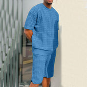 Blake Sutton | Textured Knit Shirt & Shorts Set For Men