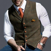 Sebastian King | Slim Fit Tweed Waistcoat For Men