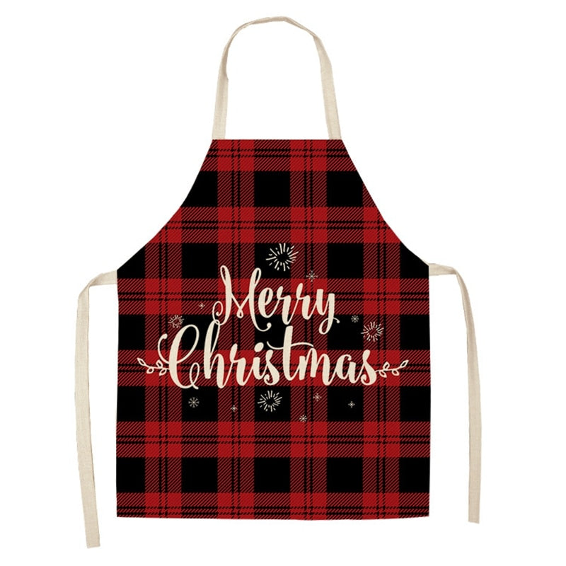 Chestnut | Red Tartan Script Print Christmas Apron Unisex