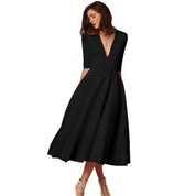 Jessamy Penshaw | Ivory V Neck Swing Midi Dress For Women
