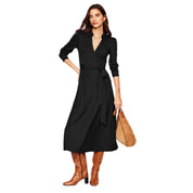 Fion Fairford | Army Green Belted Wrap Midi Dress For Women
