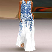 Margherita Goldley | Blue Botanical Print Maxi Dress For Women