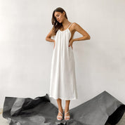Elvira Belhurst | White Cotton Cami Maxi Dress For Women