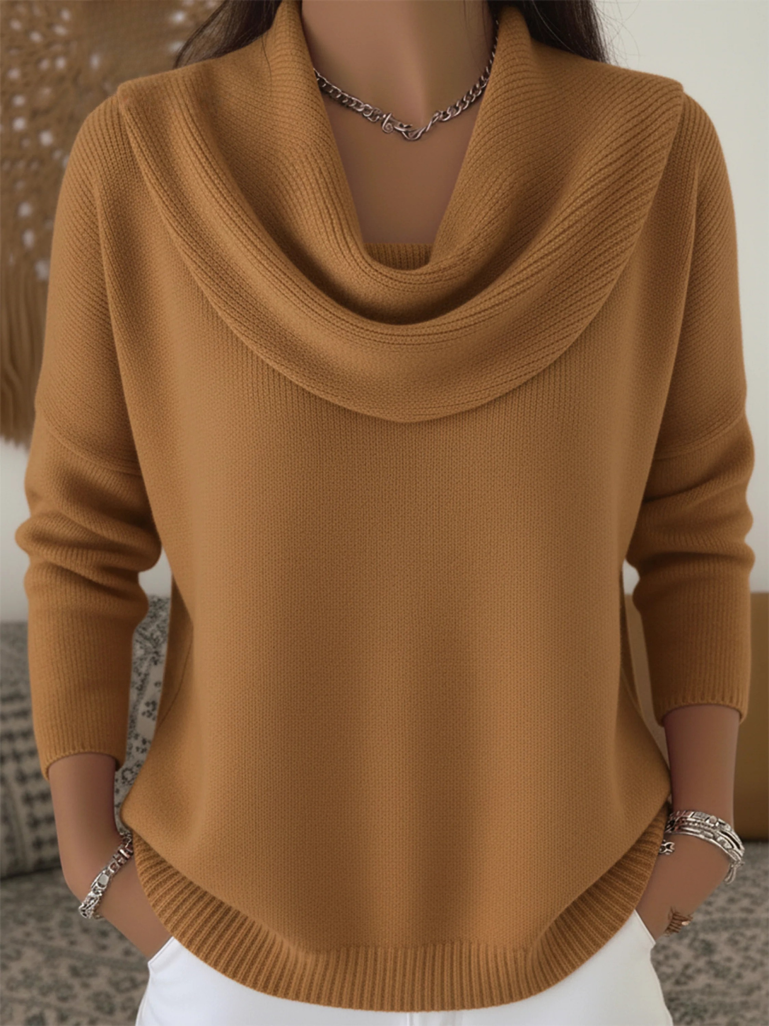 Victoria Sinclair | Soft Knit Cowl Neck Sweater For Women