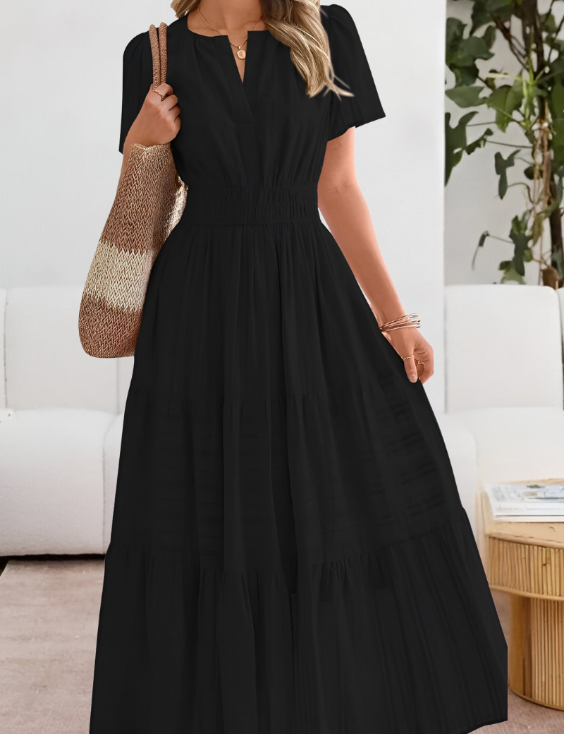 Chloe Evans | Tiered Flutter-Sleeve Maxi Dress For Women