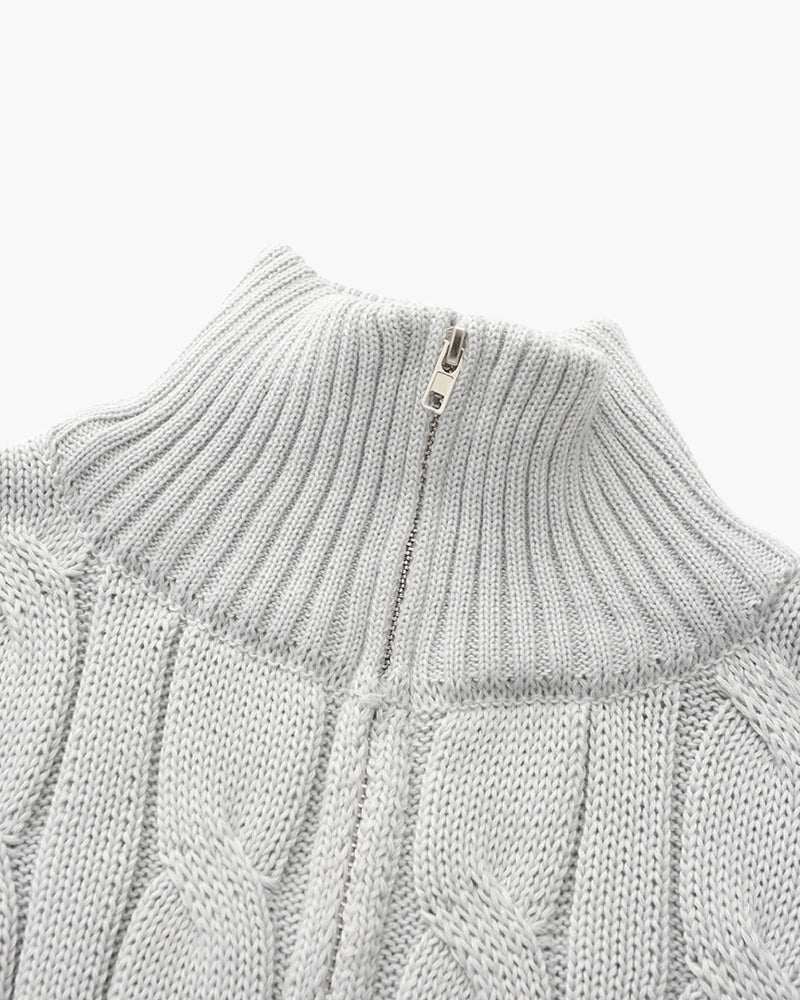 Francesco Bellandi | Cable Knit Half-Zip Sweater with Classic Texture For Men