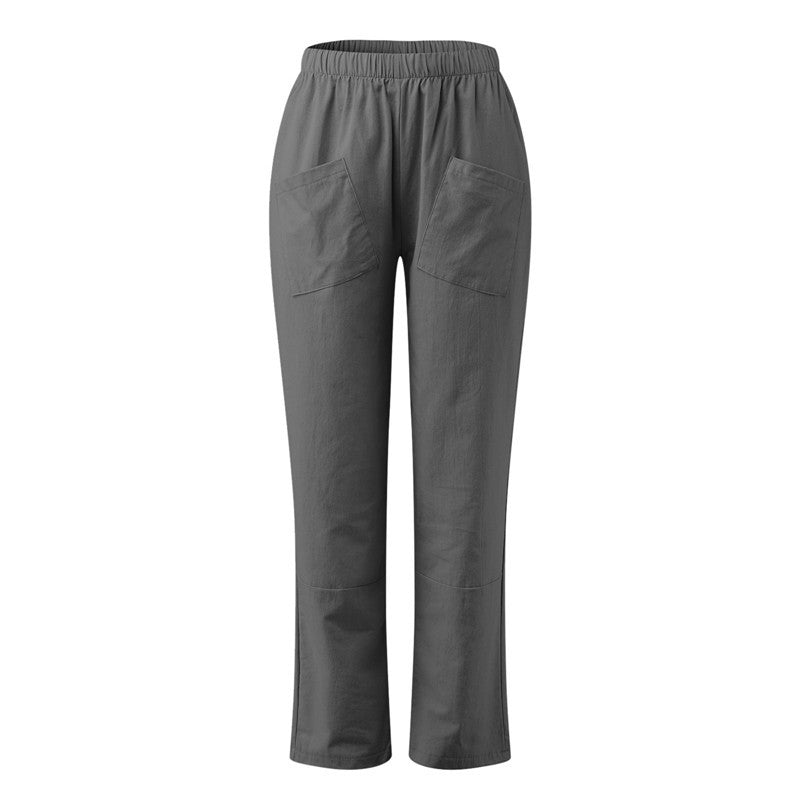 Elise Monroe | Cotton Linen Elastic-Waist Pants For Women