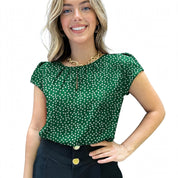 Ophelia Lockhart | Polka Dot Blouse With Keyhole Detail For Women