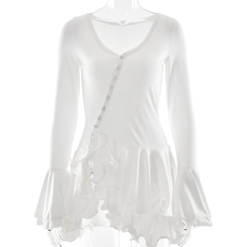 Lucy Hughes | Ruffle V-Neck Mini Dress For Women