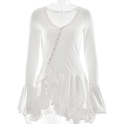 Lucy Hughes | Ruffle V-Neck Mini Dress For Women