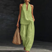 Bridie Ashcroft | Linen Tank Top and Wide-Leg Pants Set For Women