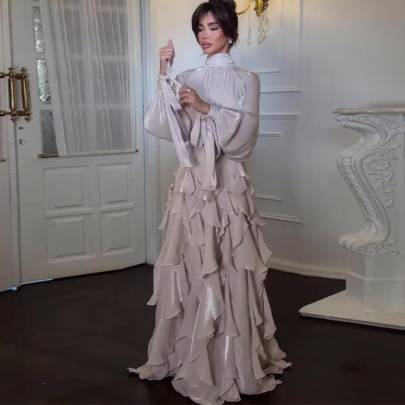 Mia Cooper | Elegant Ruffled Maxi Races Dress For Women