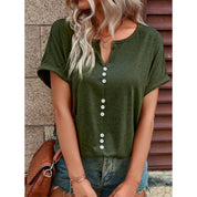 Millie Sutherland | Button-Detail V-Neck Top For Women