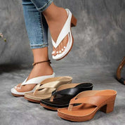 Erica Presham | Block Heel Thong Sandals For Women