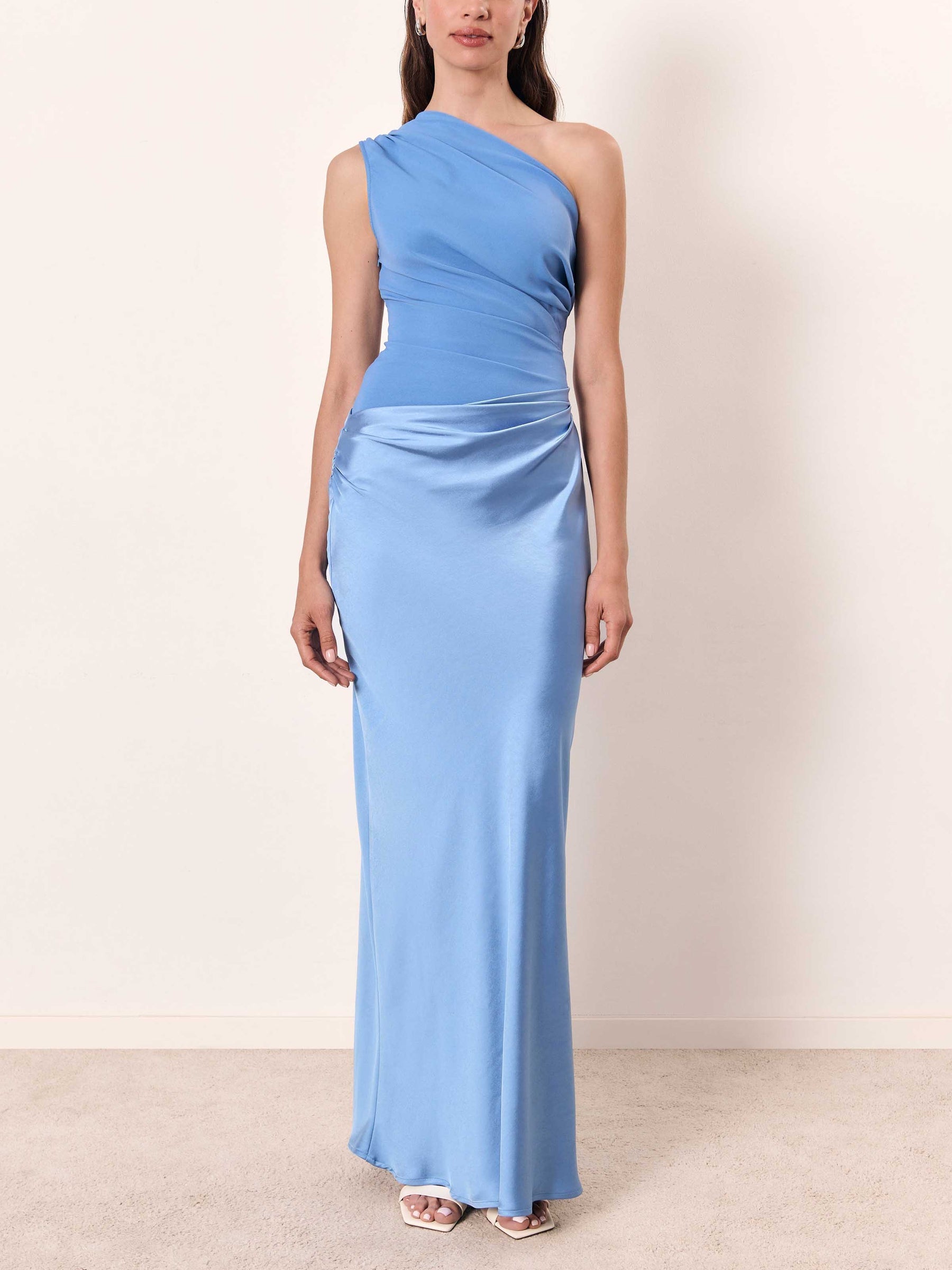 Valentina Ricci | Satin One-Shoulder Evening Maxi Dress with Sculpted Elegance For Women