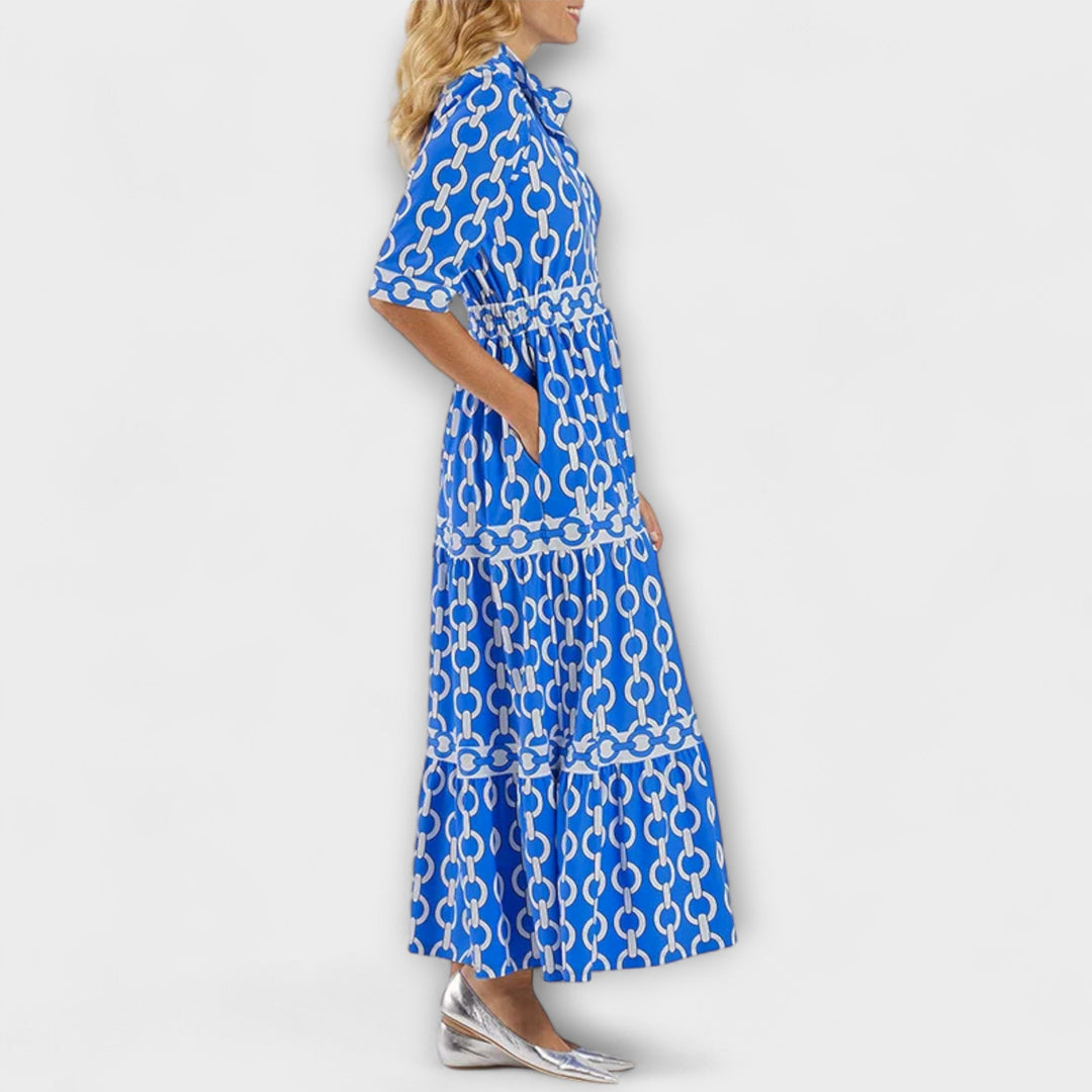 Beatrix Sterling | Chain Print Tiered Midi Dress For Women