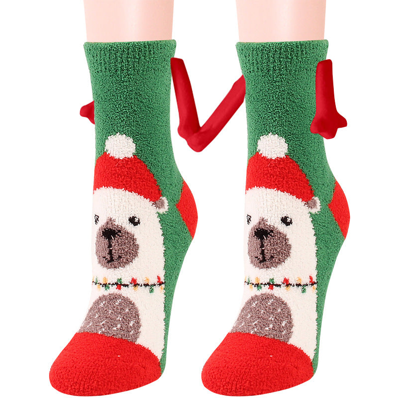 Ember | Red Santa Magnetic Christmas Socks Unisex & Couples