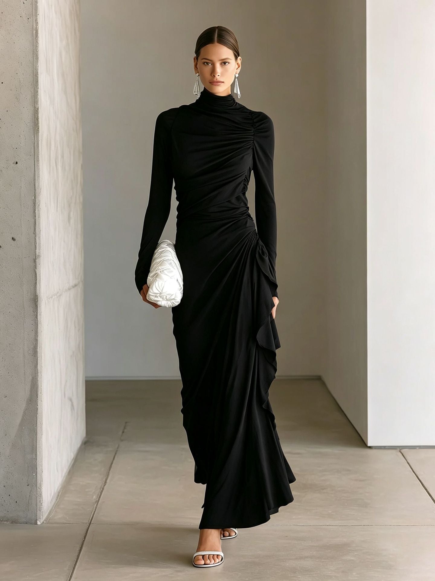 Imogen Wright | High-Neck Draped Maxi Dress For Women