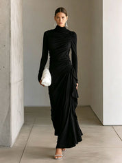 Imogen Wright | High-Neck Draped Maxi Dress For Women