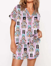 Tinsel Town | Black Candy Cane Print Christmas Pyjamas For Women