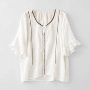Eloise Fairbanks | Embroidered Ruffle Sleeve Blouse