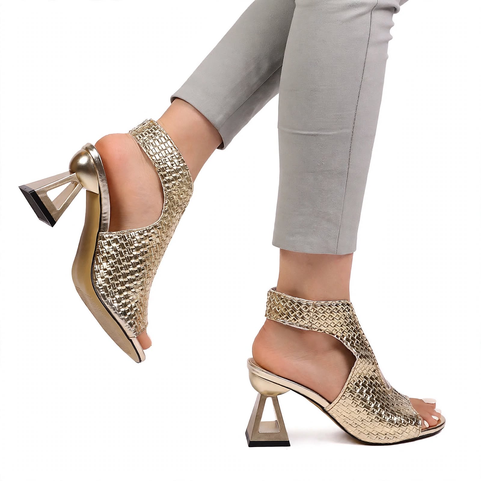 Gloria Verbrook | Peep-Toe Sculpted Block Heel Sandals For Women