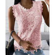 Emma White | Floral Lace Sleeveless Top For Women