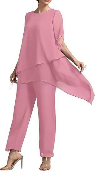 Rossella Dordale | Layered Chiffon Top & Trousers Set For Women
