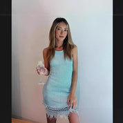 Marta Talgate | Fringe Hem Knit Mini Dress For Women