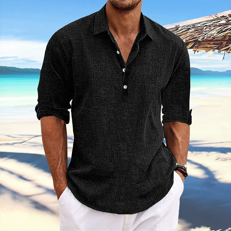 Giacomo Braybridge | Long Sleeve Half-Button Polo For Men