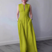 Emma White | Sleeveless Wide-Leg Zip Jumpsuit For Women