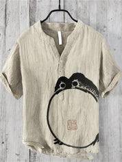 Filippo Rushcombe | Art Print Linen-Look Short Sleeve Shirt For Men