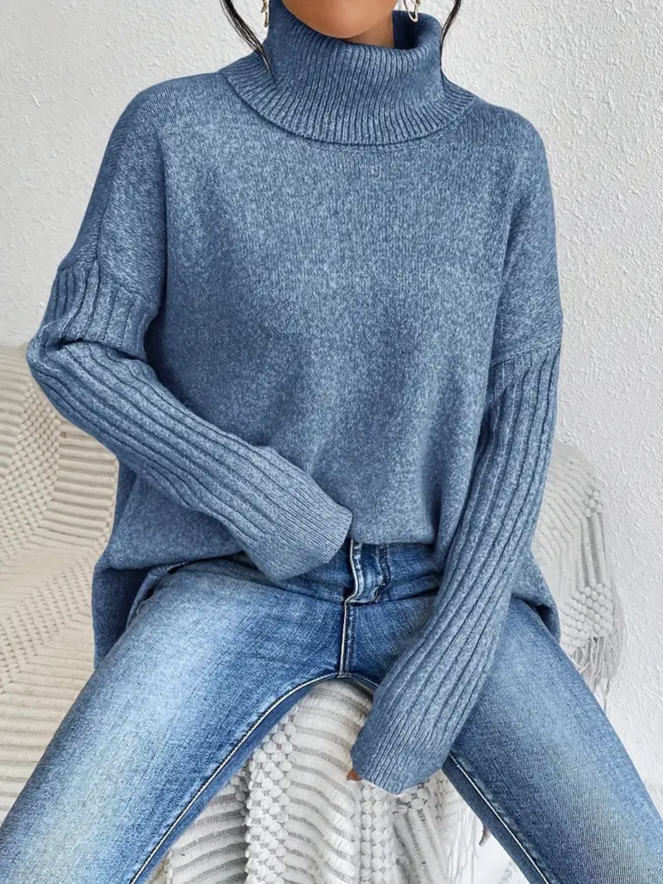 Phoebe Martin | Oversized Turtleneck Knit Sweater For Women