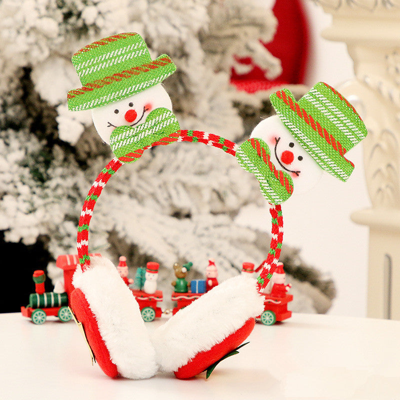 Snowy Cheer | Red Santa Hat Earmuff Christmas Headband For Women